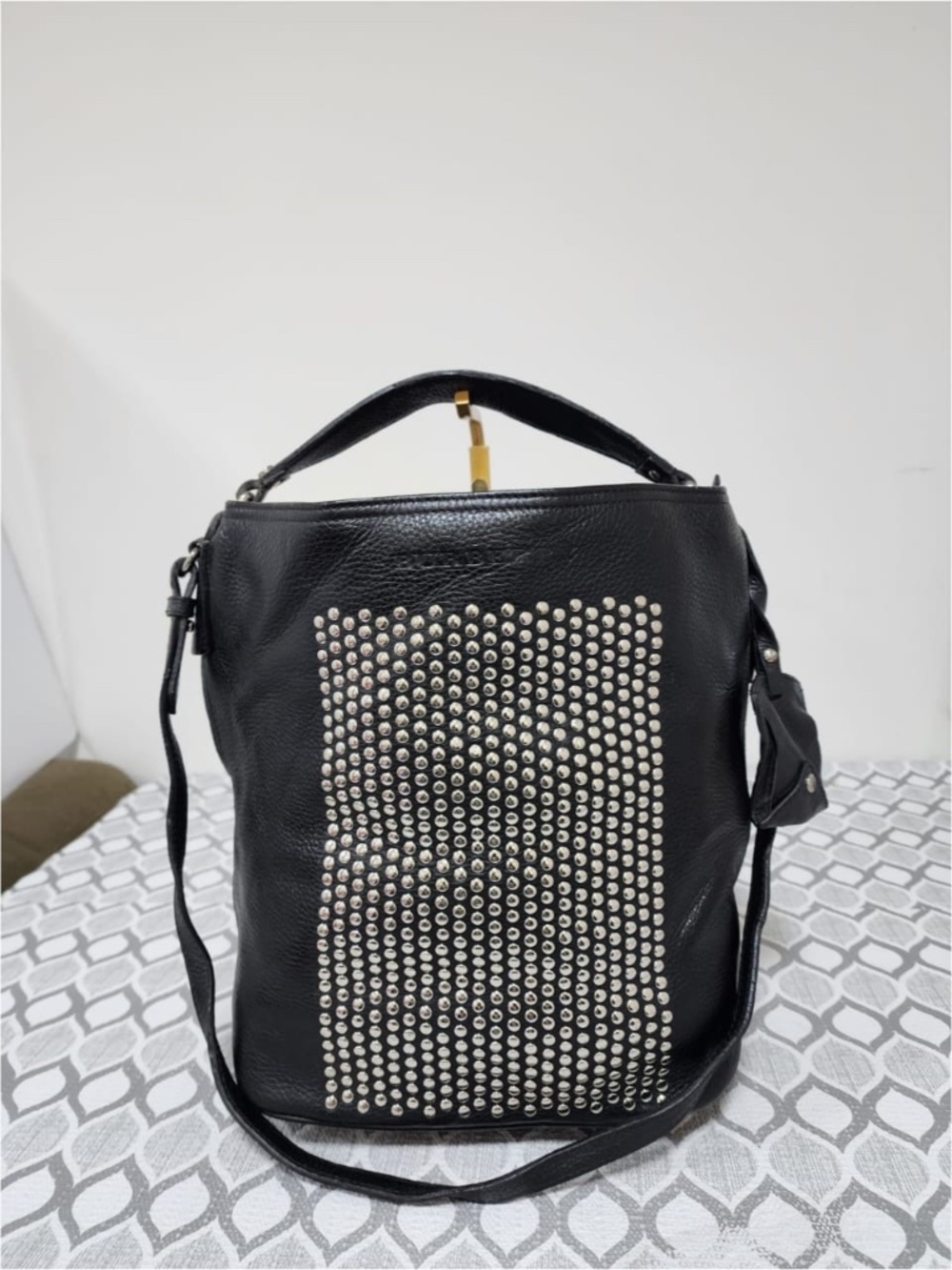Authentic Burberry Studded Susanna Shoulder Bag Black